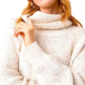 LOFT Lou & Grey Chunky Ivory Speckled Oversized Sweater